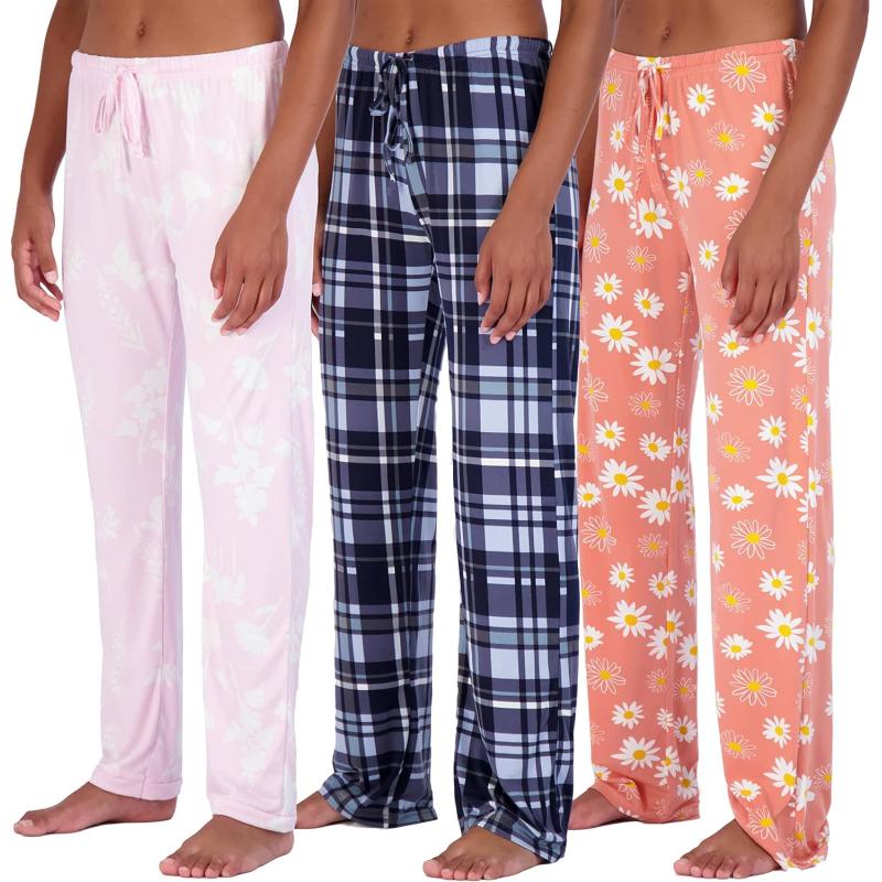 3 Pack: Women's Ultra-Soft Fleece Comfy Stretch Pajama Lounge Pants Elegant  Sleepwear (Available In Plus Size)(Soft Knit Soft Knit Set I) - Real  Essentials