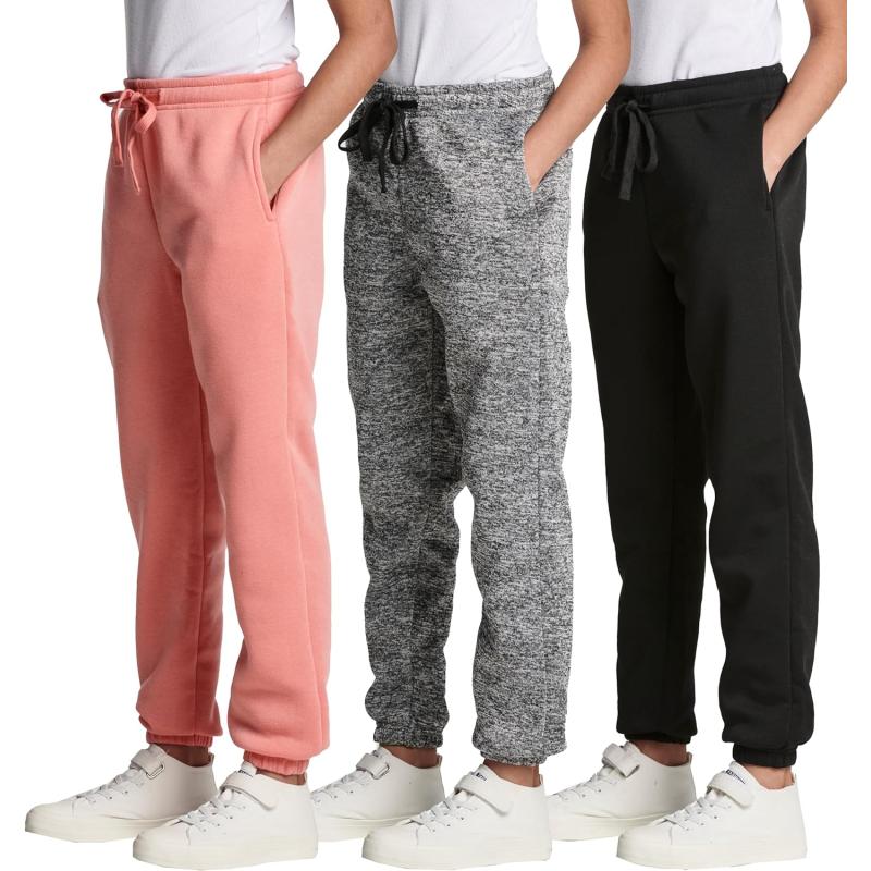 Girls' Sweatpants – 4 Pack Active Fleece Jogger Pants (7-16)