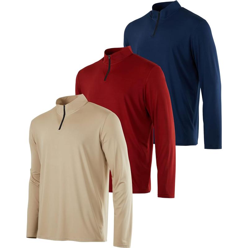 Real Essentials 4 Pack: Men's Dry-Fit Active Athletic Long Sleeve